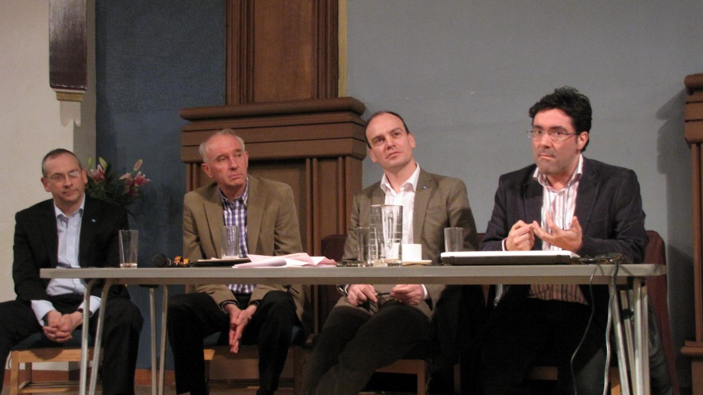 from left: Jim Eadie MSP, chair Paul Tetlaw, Cllr Jim Orr, Prof Iain Docherty