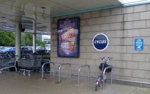 Morrison's excellence - Ferry Road. Well spaced Sheffield racks, near door, covered and CCTV!!
